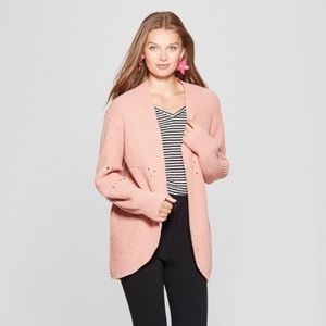 A New Day Pointelle Chenille Cocoon Cardigans Pink